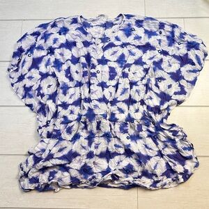 Elegant Blue and White Floral Blouse